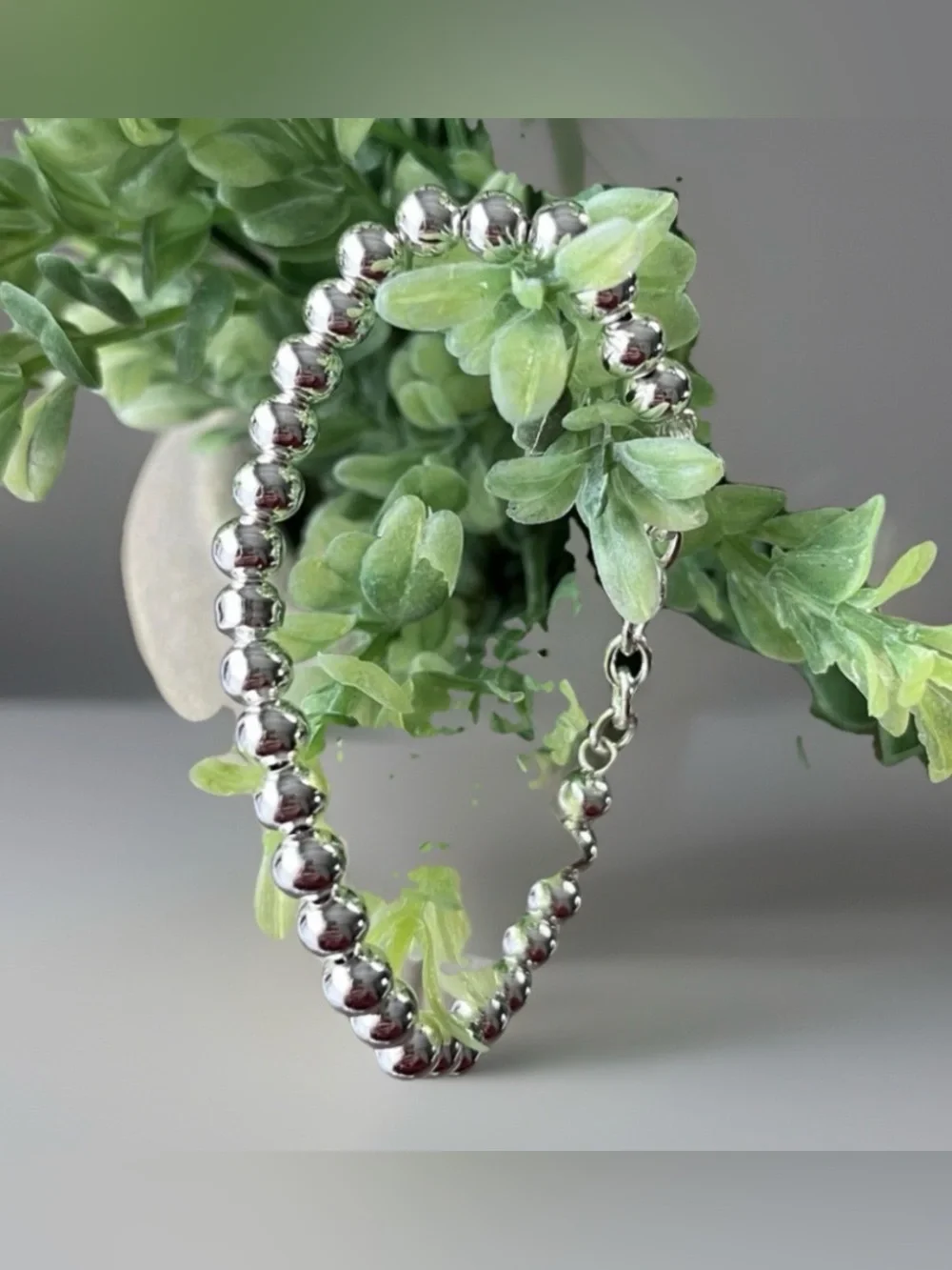 Sterling Silver 925~6MM Beaded Highly Polished~ 8inch Bracelet 🍃🆕🍃